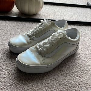 Vans Old Skool Cream Iridescent Sneakers with Ribbon Laces